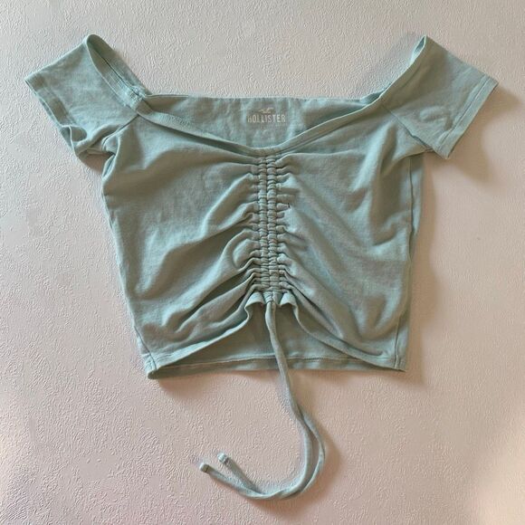 Hollister Must-Have Collection Ruched Crop Top Women’s Small Light Blue - Picture 1 of 7